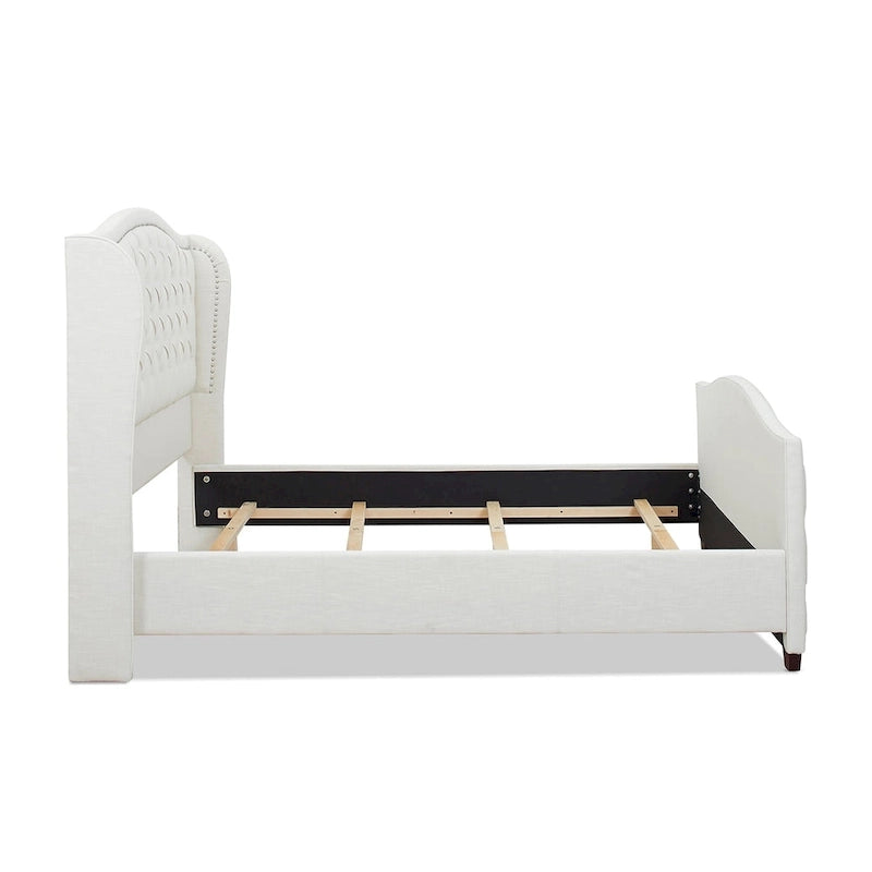 Lit à panneau moderne, cadre de lit avec tête de lit capitonnée, support de plateforme stable, accent de chambre minimaliste et élégant, meuble de couchage confortable pour toutes les pièces