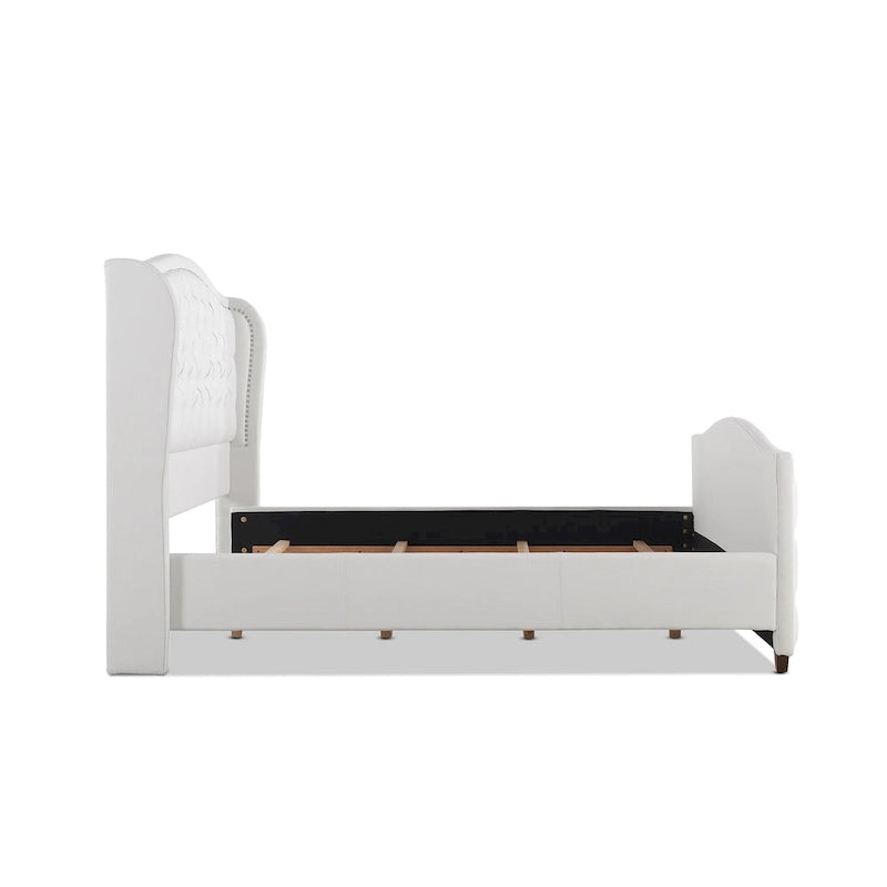 Lit à panneau moderne, cadre de lit avec tête de lit capitonnée, support de plateforme stable, accent de chambre minimaliste et élégant, meuble de couchage confortable pour toutes les pièces