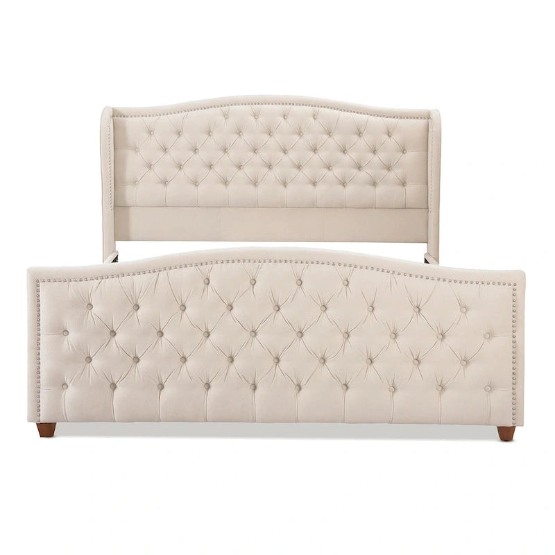 Lit à panneau moderne, cadre de lit avec tête de lit capitonnée, support de plateforme stable, accent de chambre minimaliste et élégant, meuble de couchage confortable pour toutes les pièces