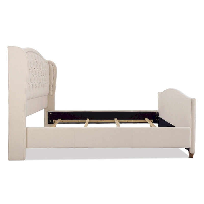 Lit à panneau moderne, cadre de lit avec tête de lit capitonnée, support de plateforme stable, accent de chambre minimaliste et élégant, meuble de couchage confortable pour toutes les pièces