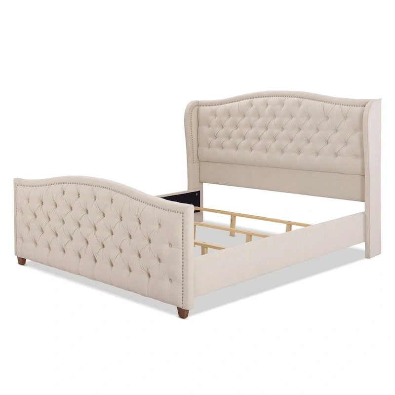 Lit à panneau moderne, cadre de lit avec tête de lit capitonnée, support de plateforme stable, accent de chambre minimaliste et élégant, meuble de couchage confortable pour toutes les pièces