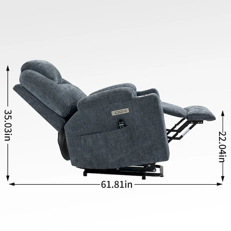Fauteuil releveur électrique en chenille, capacité jusqu'à 159 kg (350 lb), mécanisme de mouvement robuste avec massage par vibration à 8 points et soutien lombaire