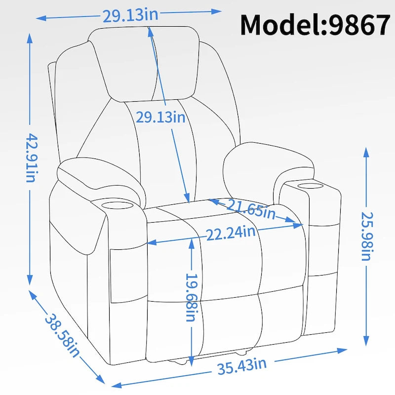 Fauteuil releveur électrique en chenille, capacité jusqu'à 159 kg (350 lb), mécanisme de mouvement robuste avec massage par vibration à 8 points et soutien lombaire
