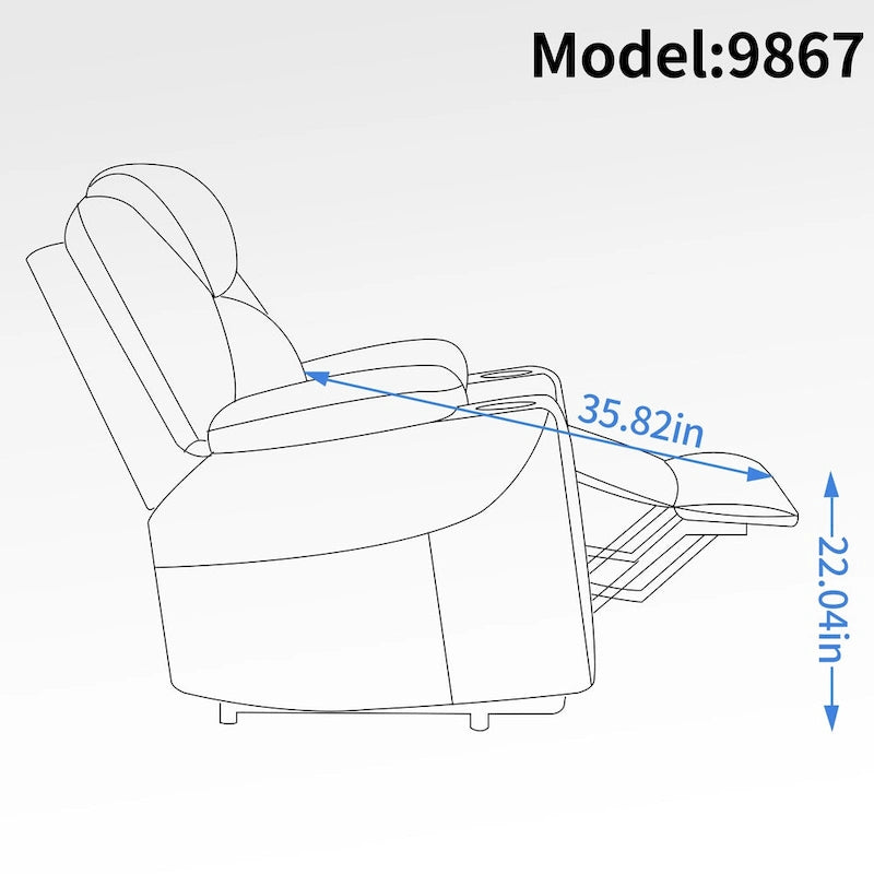 Fauteuil releveur électrique en chenille, capacité jusqu'à 159 kg (350 lb), mécanisme de mouvement robuste avec massage par vibration à 8 points et soutien lombaire