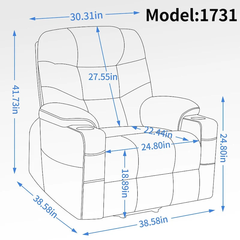 Fauteuil releveur électrique en chenille, capacité jusqu'à 159 kg (350 lb), mécanisme de mouvement robuste avec massage par vibration à 8 points et soutien lombaire
