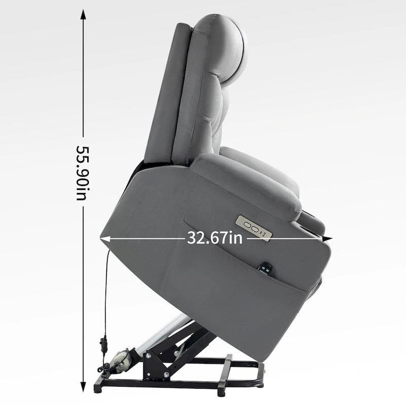 Fauteuil releveur électrique en chenille, capacité jusqu'à 159 kg (350 lb), mécanisme de mouvement robuste avec massage par vibration à 8 points et soutien lombaire