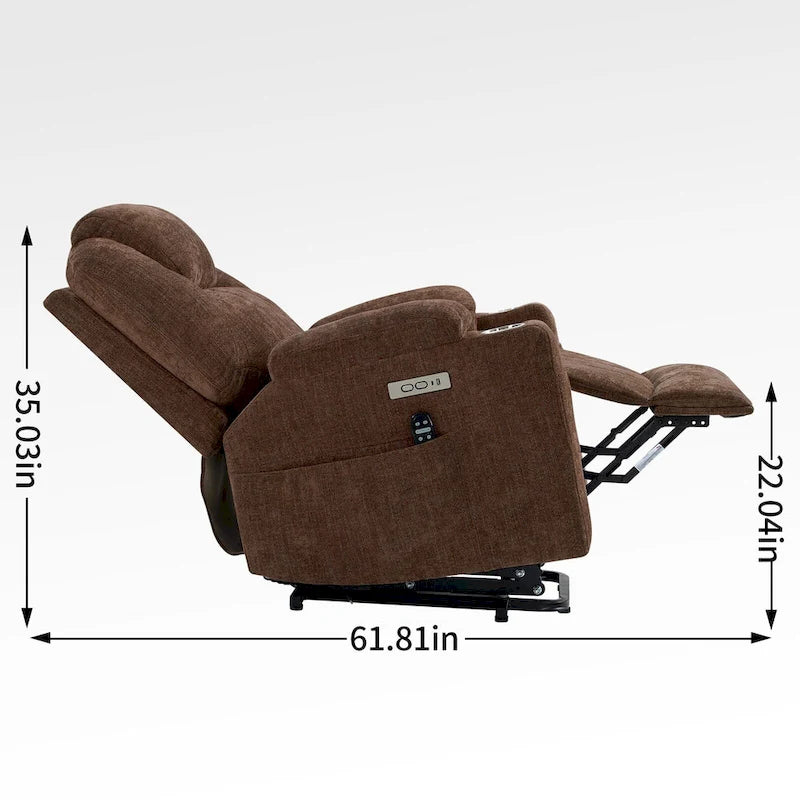 Fauteuil releveur électrique en chenille, capacité jusqu'à 159 kg (350 lb), mécanisme de mouvement robuste avec massage par vibration à 8 points et soutien lombaire