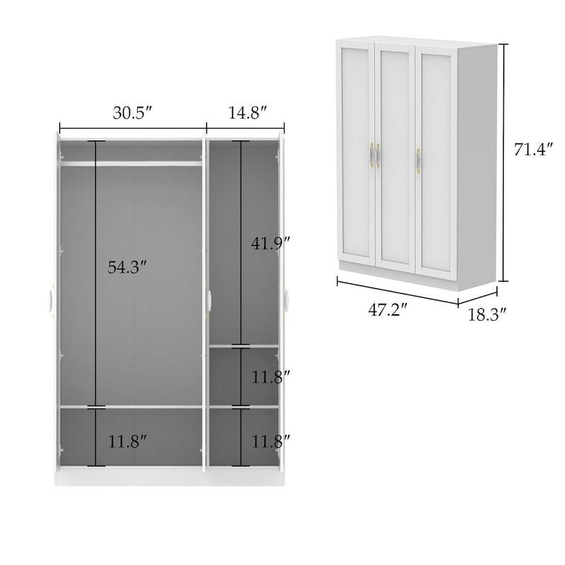 Grande garde-robe/armoire/placard, 47,2 L x 70,9 H x 17,7 P