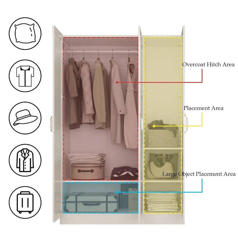 Grande garde-robe/armoire/placard, 47,2 L x 70,9 H x 17,7 P