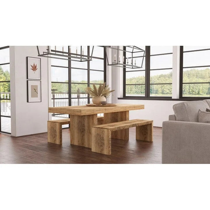 Table de salle à manger faite à la main en bois de manguier massif