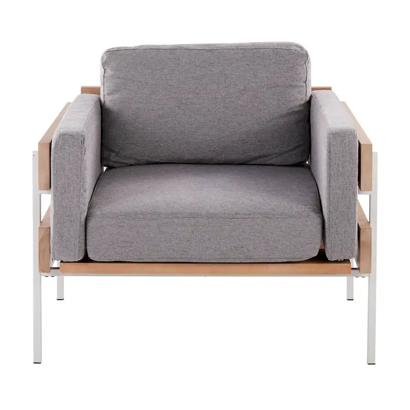 Fauteuil de style ferme, structure en bois et métal, fauteuil rembourré
