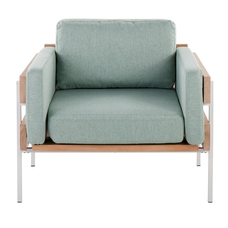 Fauteuil de style ferme, structure en bois et métal, fauteuil rembourré