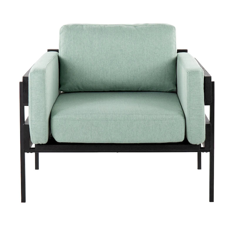Fauteuil de style ferme, structure en bois et métal, fauteuil rembourré