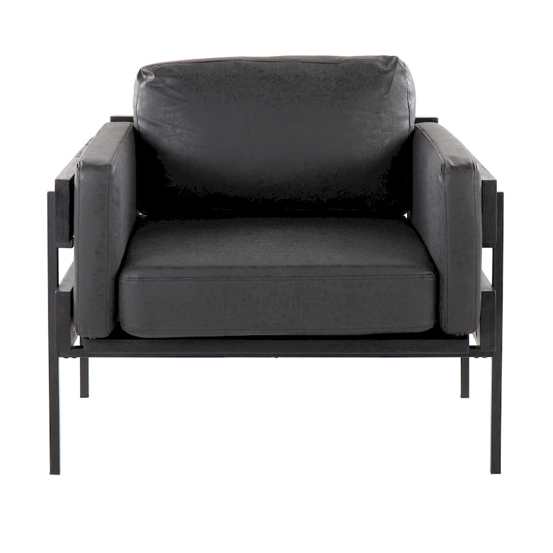 Fauteuil de style ferme, structure en bois et métal, fauteuil rembourré