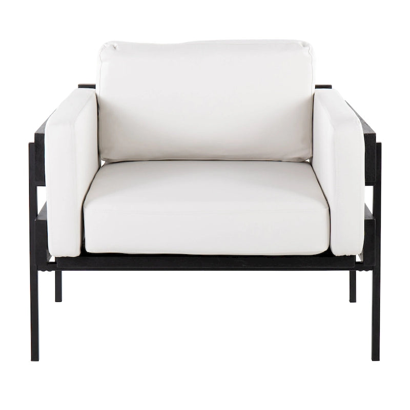 Fauteuil de style ferme, structure en bois et métal, fauteuil rembourré
