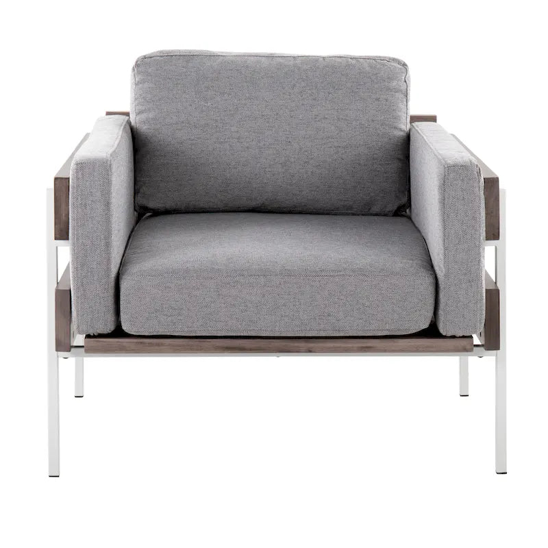 Fauteuil de style ferme, structure en bois et métal, fauteuil rembourré
