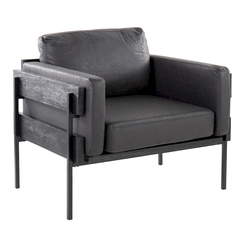 Fauteuil de style ferme, structure en bois et métal, fauteuil rembourré