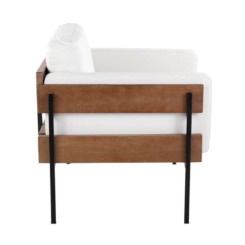 Fauteuil de style ferme, structure en bois et métal, fauteuil rembourré