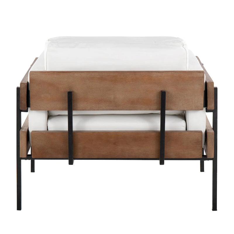 Fauteuil de style ferme, structure en bois et métal, fauteuil rembourré