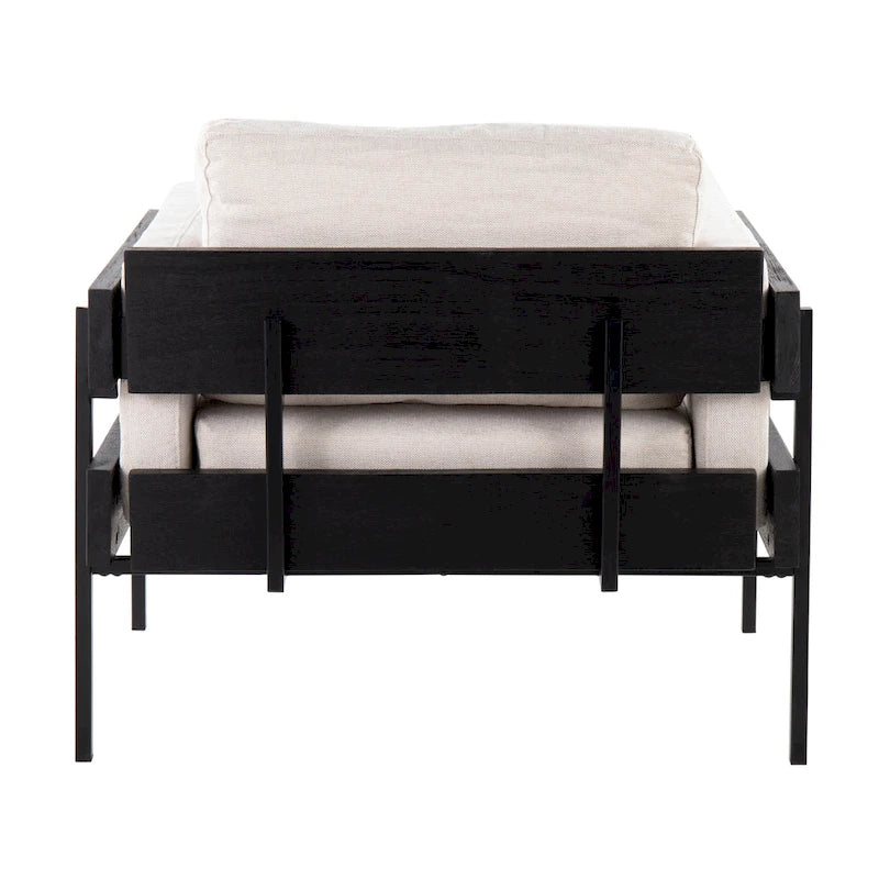 Fauteuil de style ferme, structure en bois et métal, fauteuil rembourré