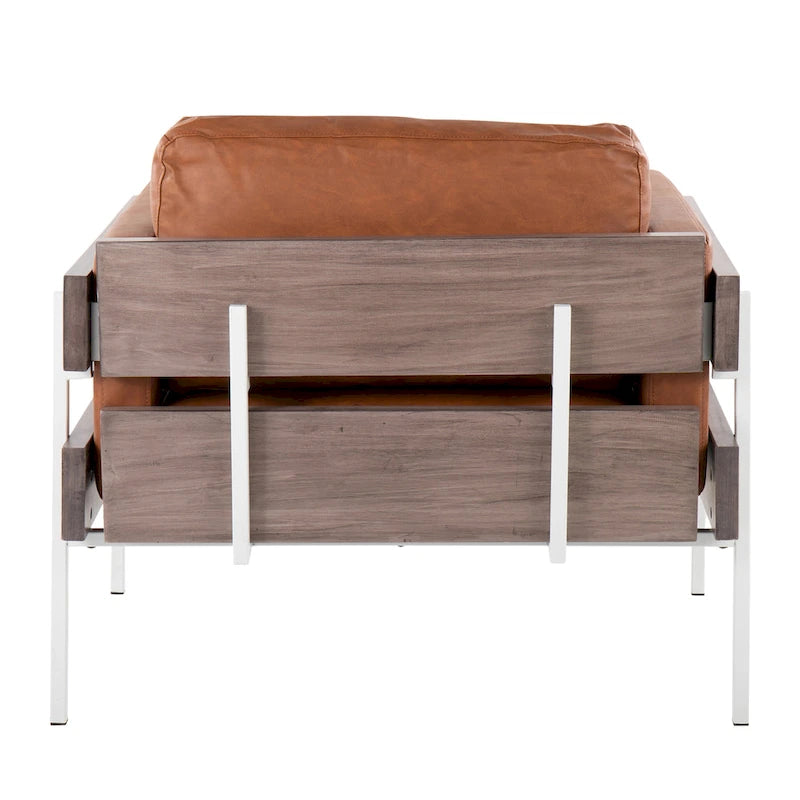 Fauteuil de style ferme, structure en bois et métal, fauteuil rembourré