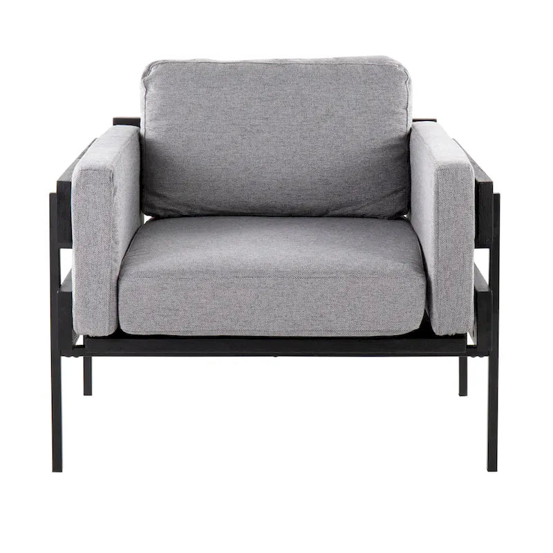 Fauteuil de style ferme, structure en bois et métal, fauteuil rembourré