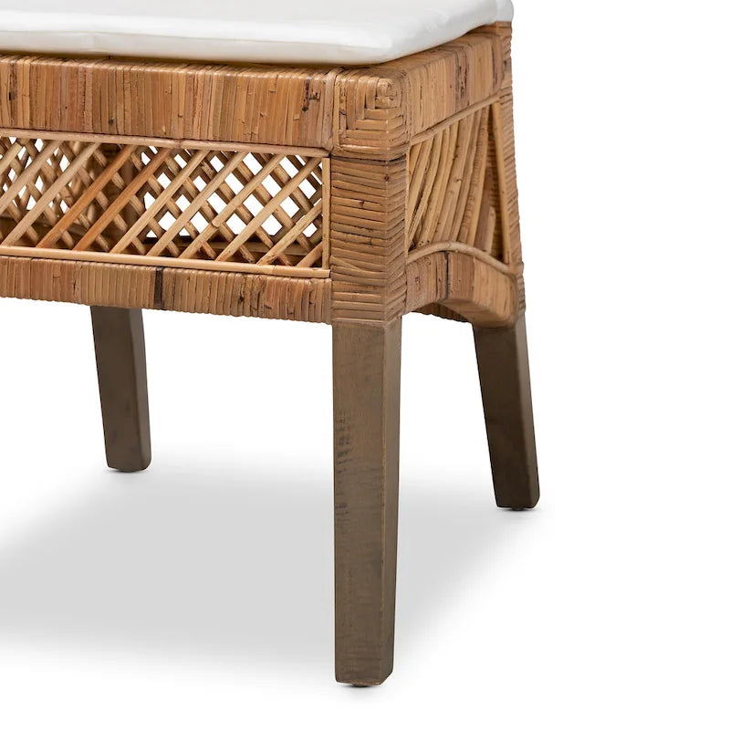 Chaise de salle à manger moderne bohème en rotin naturel marron, lot de 2