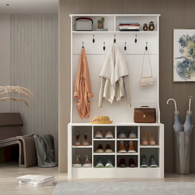 Coat Rack Hall Tree Shoe Bench Accent Furniture Entryway Living Room