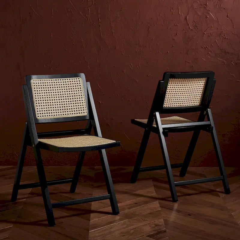Chaise de salle à manger pliante en cannage (lot de 2) - 18 po L x 23 po P x 33 po H - 18L x 23P x 33H