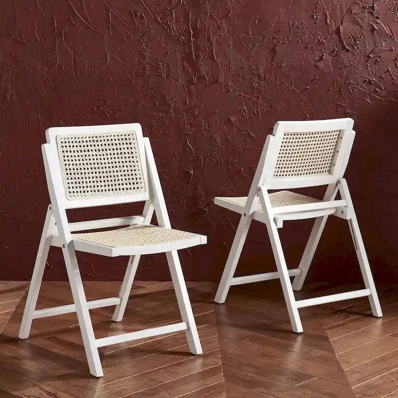 Chaise de salle à manger pliante en cannage (lot de 2) - 18 po L x 23 po P x 33 po H - 18L x 23P x 33H