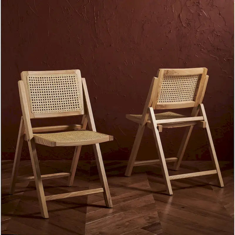 Chaise de salle à manger pliante en cannage (lot de 2) - 18 po L x 23 po P x 33 po H - 18L x 23P x 33H