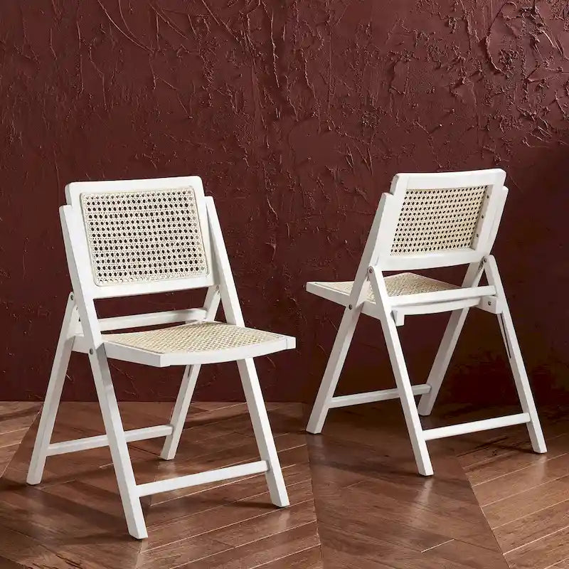 Chaise de salle à manger pliante en cannage (lot de 2) - 18 po L x 23 po P x 33 po H - 18L x 23P x 33H
