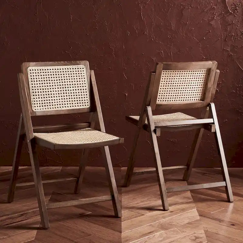 Chaise de salle à manger pliante en cannage (lot de 2) - 18 po L x 23 po P x 33 po H - 18L x 23P x 33H