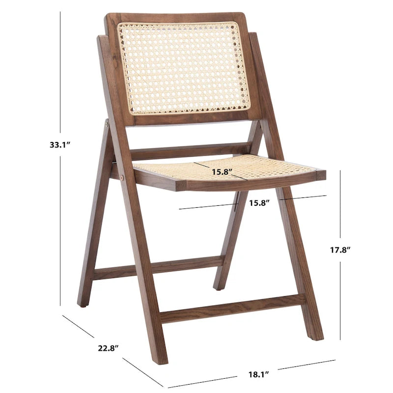 Chaise de salle à manger pliante en cannage (lot de 2) - 18 po L x 23 po P x 33 po H - 18L x 23P x 33H