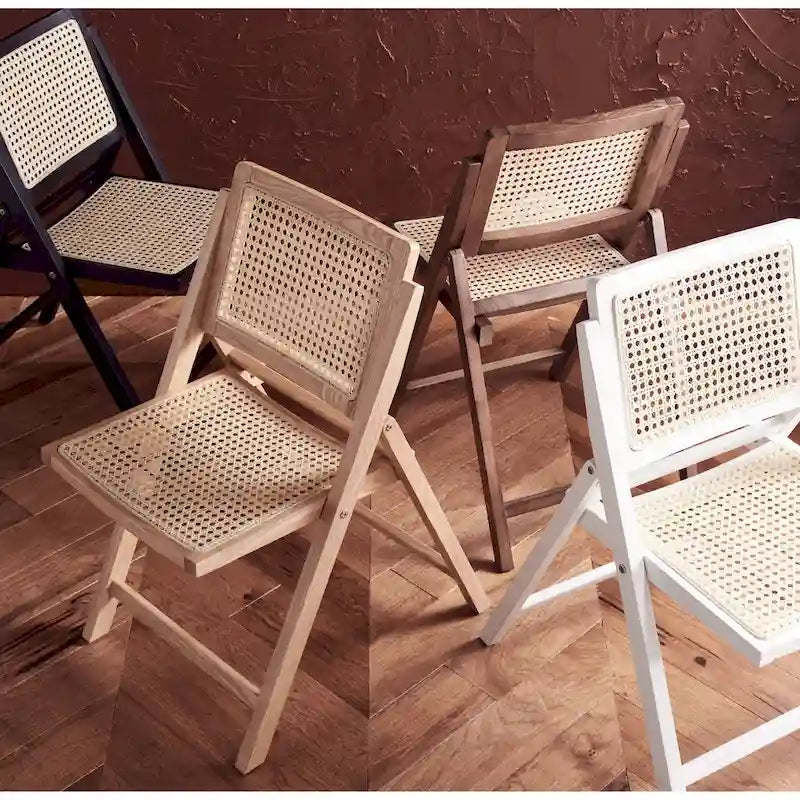 Chaise de salle à manger pliante en cannage (lot de 2) - 18 po L x 23 po P x 33 po H - 18L x 23P x 33H