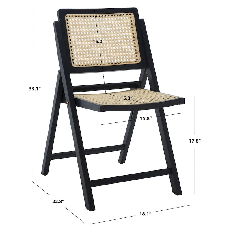 Chaise de salle à manger pliante en cannage (lot de 2) - 18 po L x 23 po P x 33 po H - 18L x 23P x 33H
