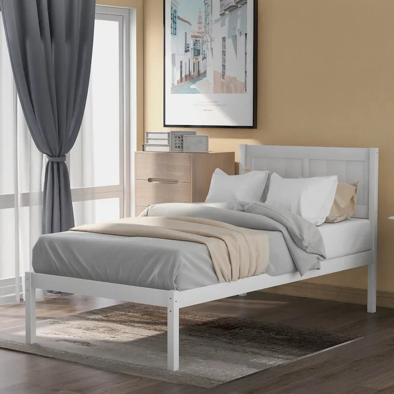 Wood Platform Bed with Headboard