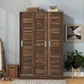 Armoire à rideaux 3 portes avec étagères