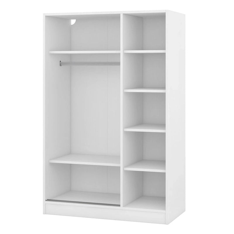 Armoire à rideaux 3 portes avec étagères