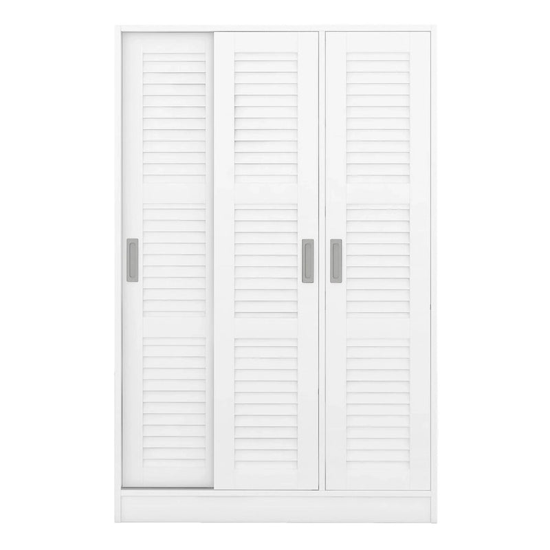 Armoire à rideaux 3 portes avec étagères