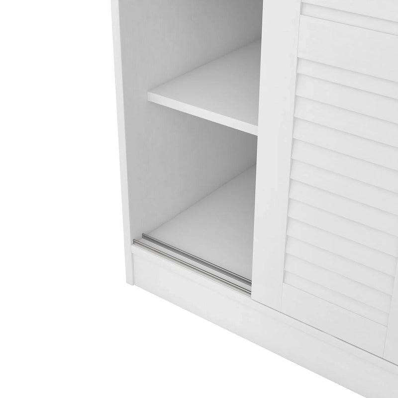 Armoire à rideaux 3 portes avec étagères