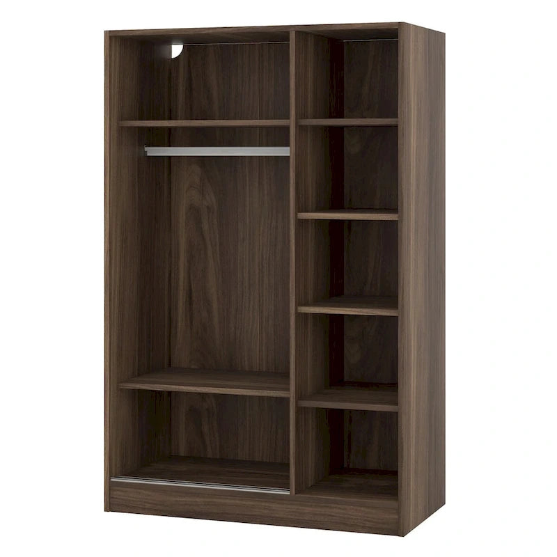 Armoire à rideaux 3 portes avec étagères