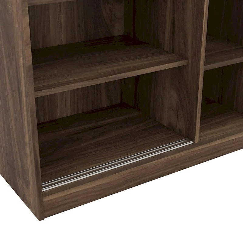 Armoire à rideaux 3 portes avec étagères