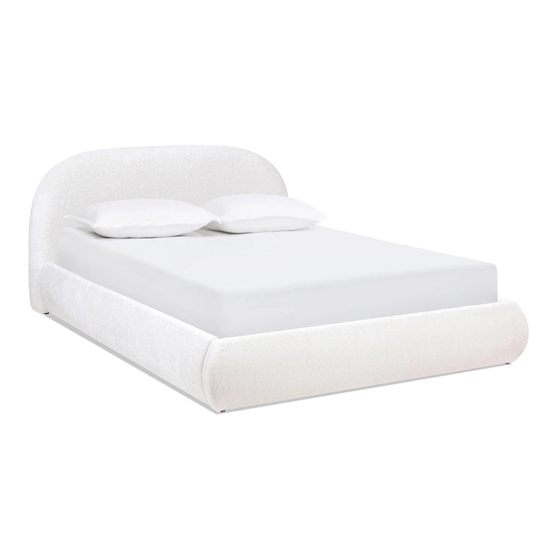 Lit plateforme arqué en velours style milieu du siècle