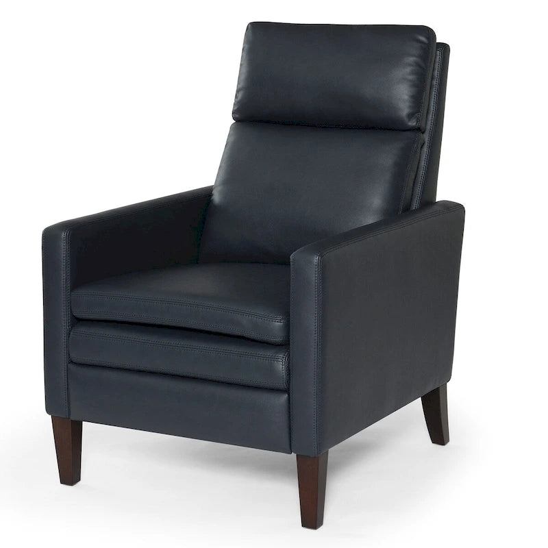 Fauteuil inclinable à pousser en similicuir, fauteuil de relaxation manuel élégant, structure robuste et repose-pieds extensible, siège de détente haut de gamme, meuble de salon indispensable
