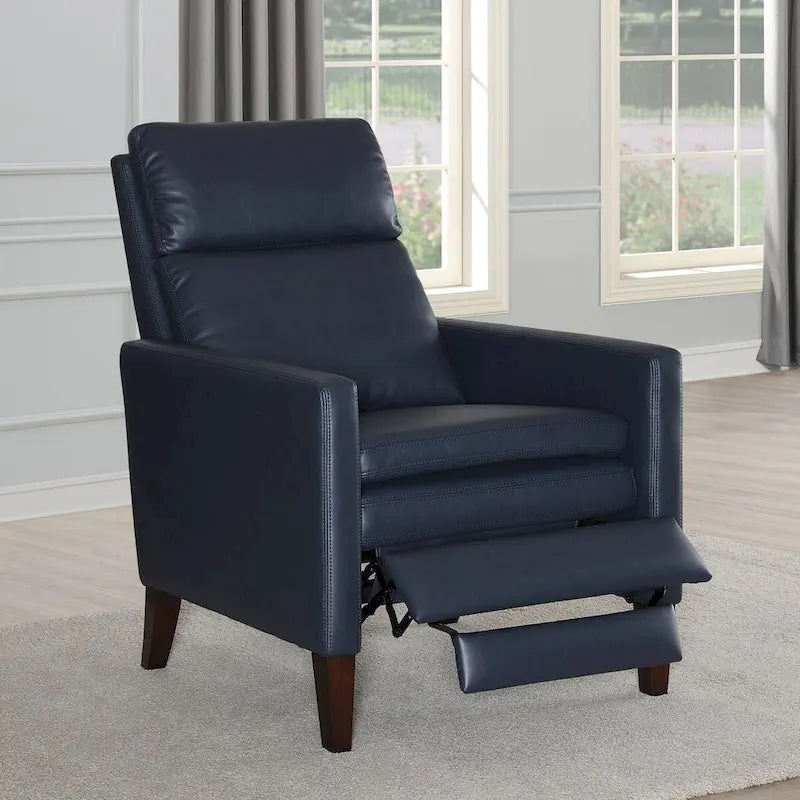 Fauteuil inclinable à pousser en similicuir, fauteuil de relaxation manuel élégant, structure robuste et repose-pieds extensible, siège de détente haut de gamme, meuble de salon indispensable