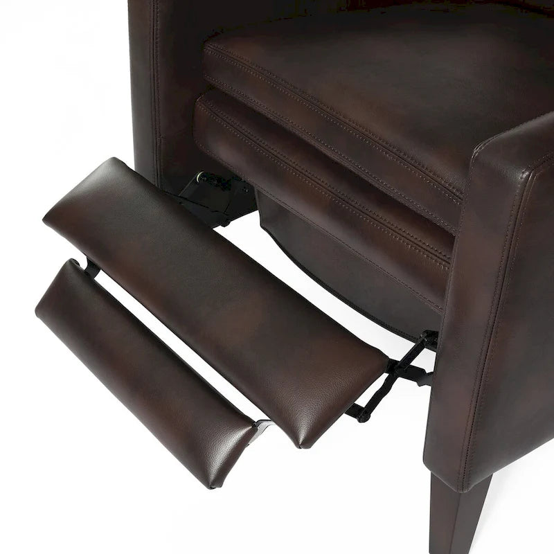Fauteuil inclinable à pousser en similicuir, fauteuil de relaxation manuel élégant, structure robuste et repose-pieds extensible, siège de détente haut de gamme, meuble de salon indispensable