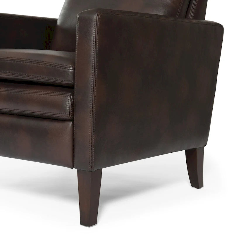 Fauteuil inclinable à pousser en similicuir, fauteuil de relaxation manuel élégant, structure robuste et repose-pieds extensible, siège de détente haut de gamme, meuble de salon indispensable