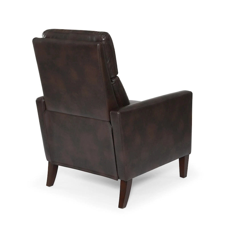 Fauteuil inclinable à pousser en similicuir, fauteuil de relaxation manuel élégant, structure robuste et repose-pieds extensible, siège de détente haut de gamme, meuble de salon indispensable