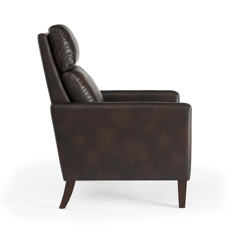 Fauteuil inclinable à pousser en similicuir, fauteuil de relaxation manuel élégant, structure robuste et repose-pieds extensible, siège de détente haut de gamme, meuble de salon indispensable